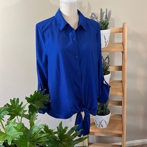 Bright Blue Button Down Blouse